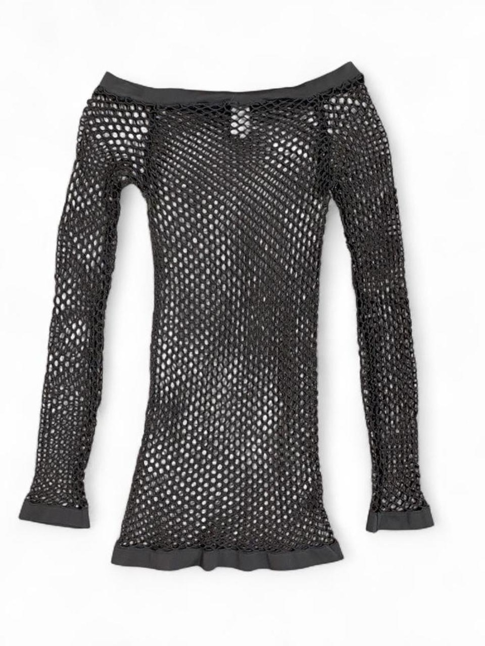 Y2K Yi Tong Grey Fish Net Top